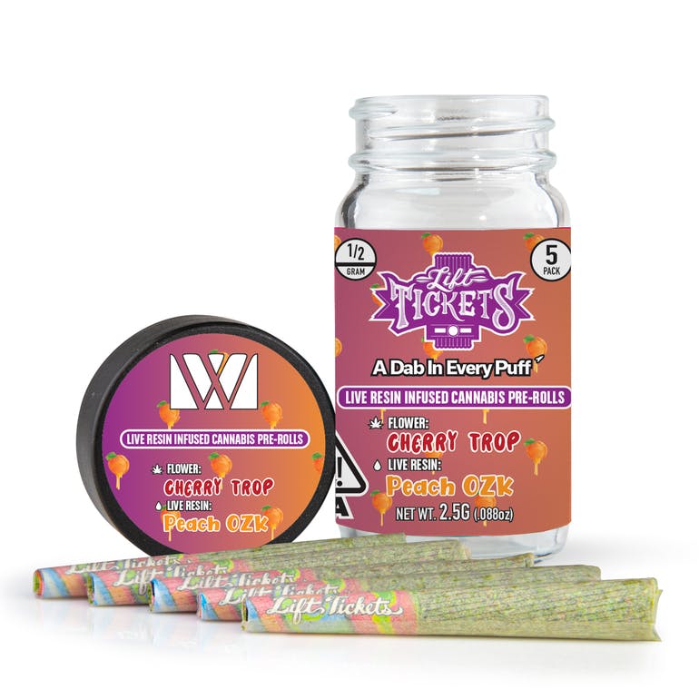 Cherry Trop X Peach Ozk - 5 Pack Live Resin Infused Preroll